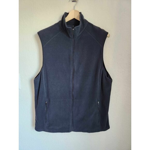 L.L. Bean Mens Full Zip Fleece Vest Solid Black Size Large - Picture 1 of 7